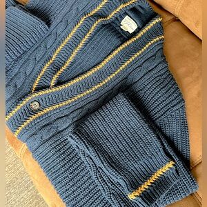 J.CREW Cotton varsity V-neck cardigan sweater